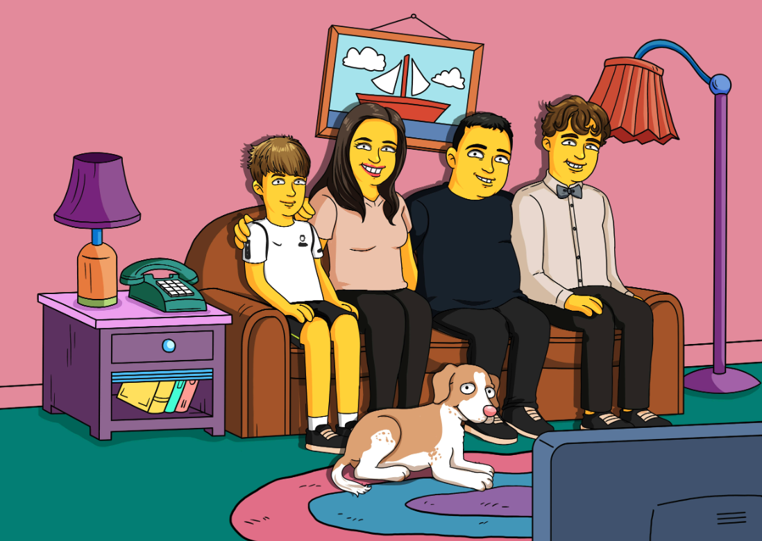 The Simpsons - Család a kanapén a kutyával